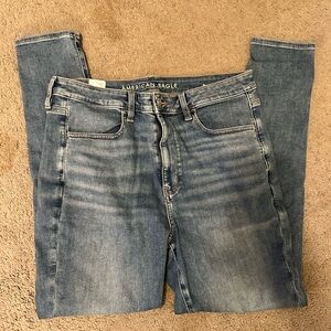 American Eagle Outfitters Blue Skinny Jeans with Faded Wash